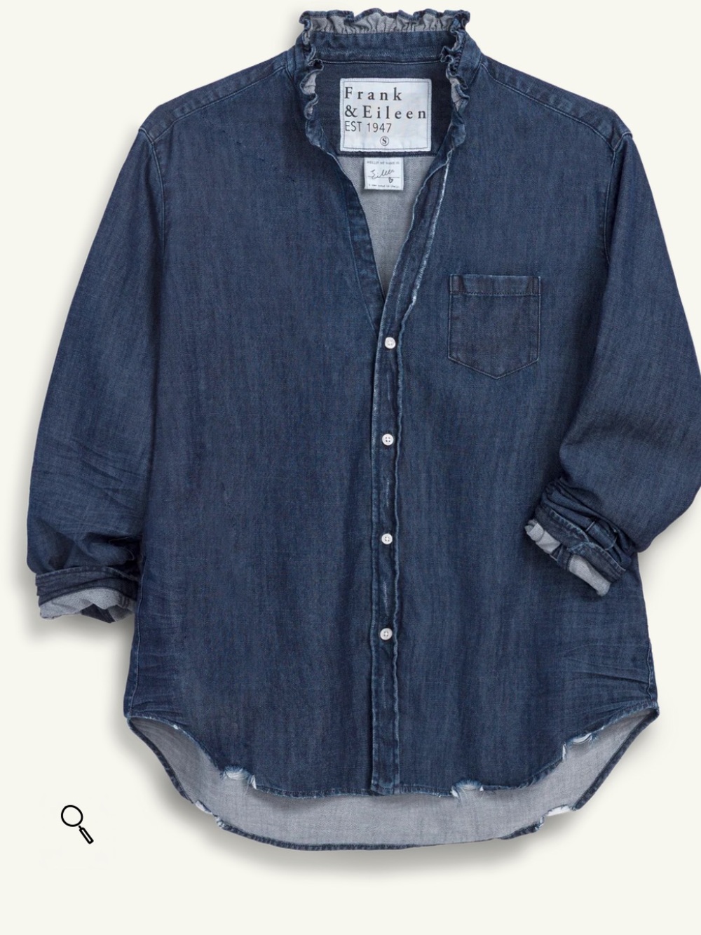 Frank & Eileen
Ruffle Collar Button-Up Shirt Vintage Dark Indigo Wash
